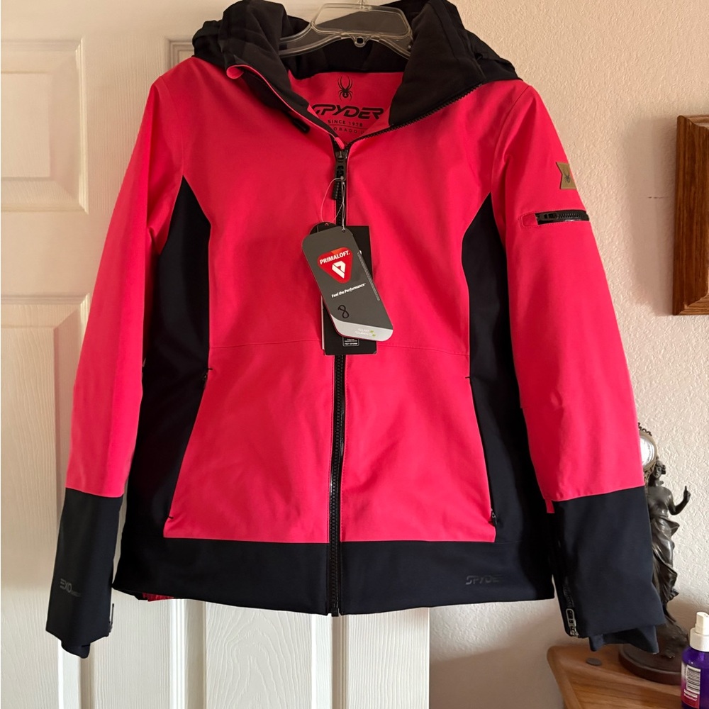 Spyder Women's Vibrant Pink and Black Ski Jacket